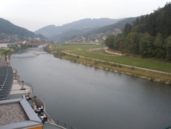 View downriver from hotel